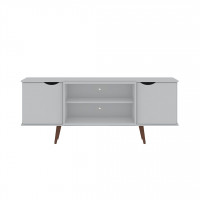Manhattan Comfort 17PMC1 Hampton 62.99 TV Stand with 4 Shelves and Solid Wood Legs in White